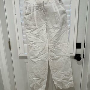 Aritzia Off-White Linen Wide-Leg Pants